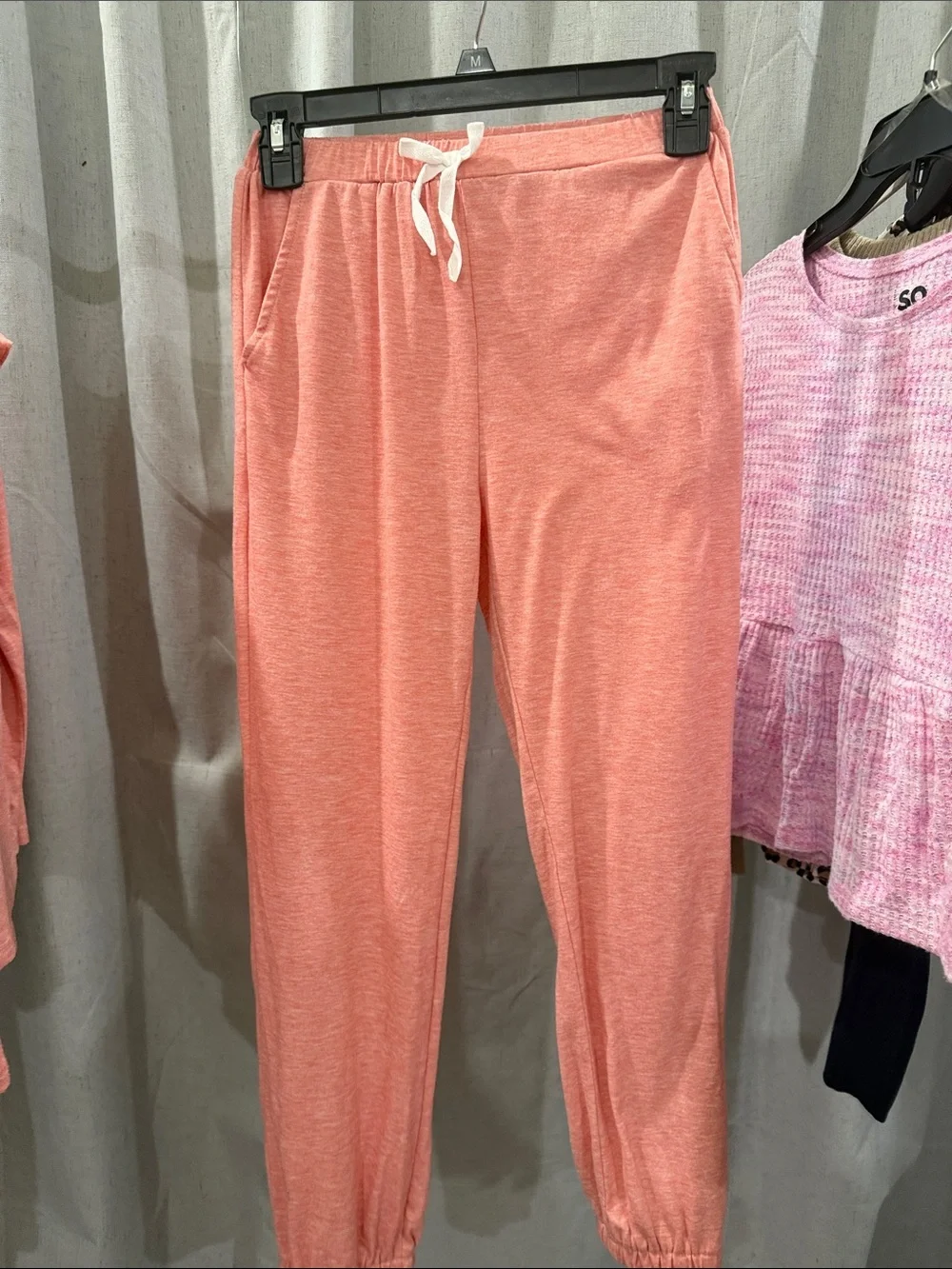 Coral Pink Ruffle Shoulder Lounge Set